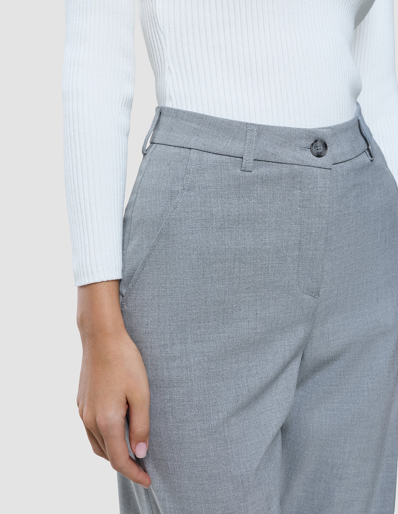 Women Ease Pants Straight Steel Melange